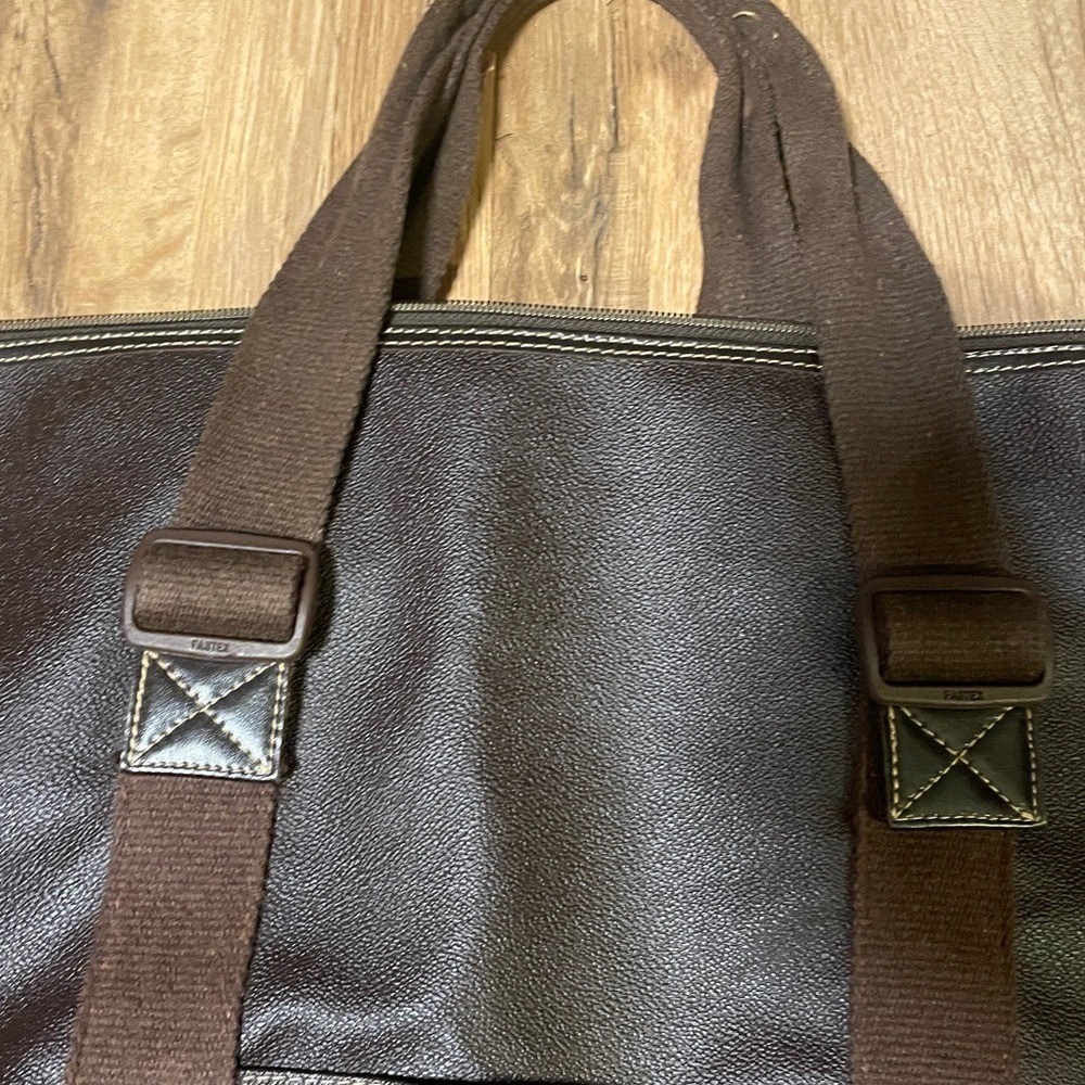 🟡 Mario Valentino Oversized Travel Tote Carryall Brown Logo Bag - Picture 2 of 8